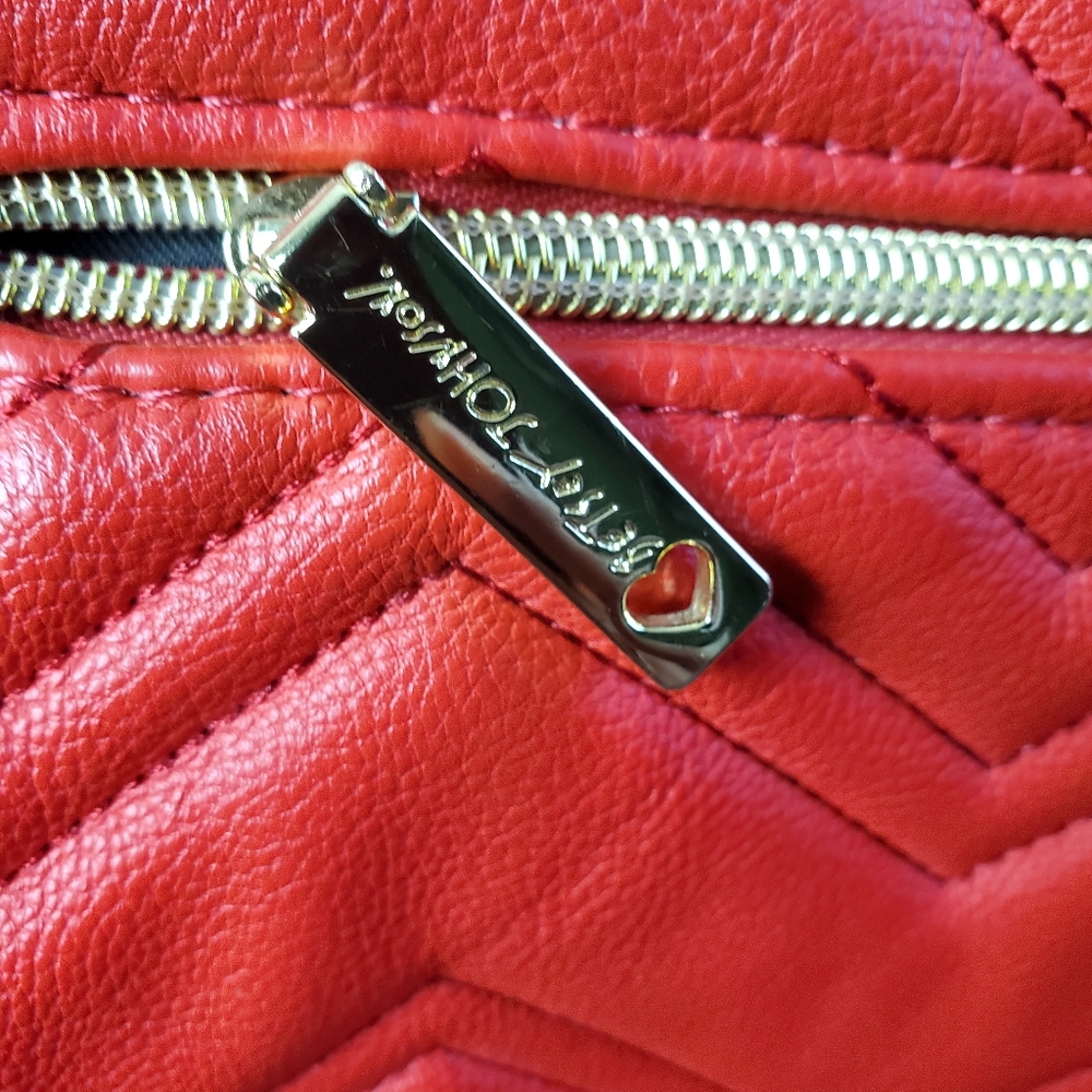 BETSEY JOHNSON | Zig Zag Pattern Sparkle Black Bow Gold Chain Crossbody Handbag - Picture 12 of 16